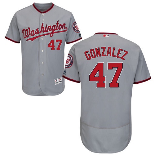 Nationals #47 Gio Gonzalez Grey Flexbase Authentic Collection Stitched MLB Jersey - Click Image to Close